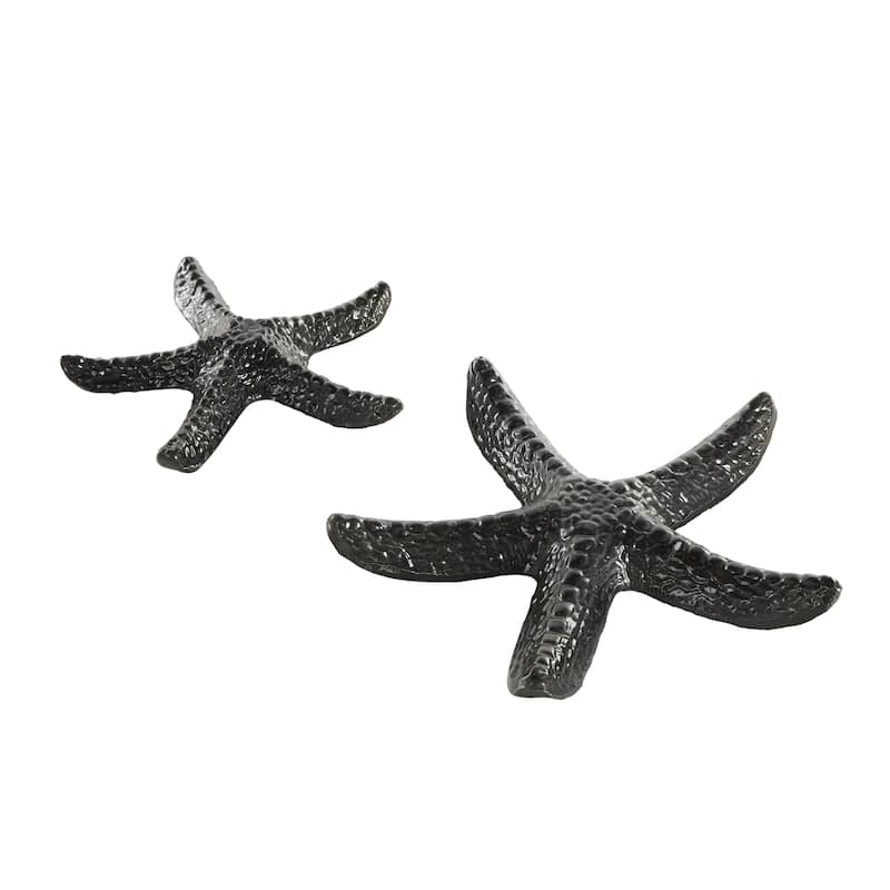 Aluminum Metal Starfish Bubble Textured Decorative Sculpture - Set of 2 Black - Roche River Decor