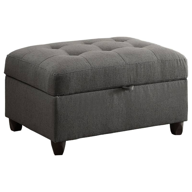 Esse Sectional Chaise Sofa with Storage Ottoman, 2 Accent Pillows, Gray