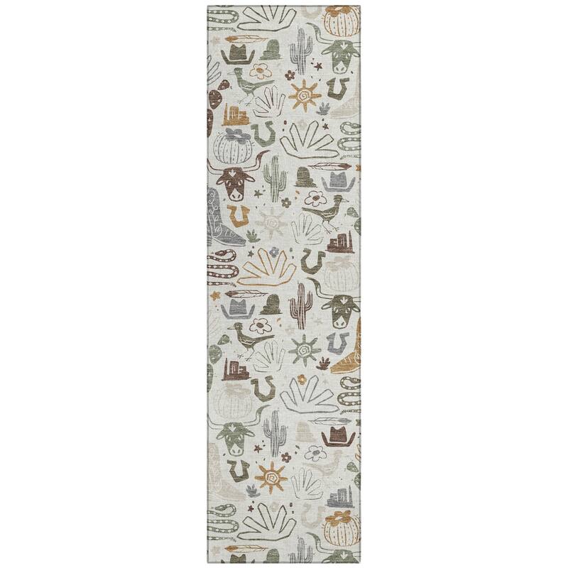 Machine Washable Indoor/ Outdoor Modern Ranch Chantille Rug