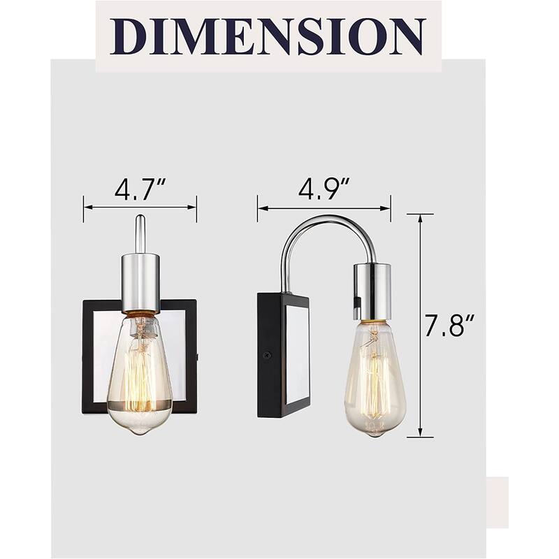 Modern Bathroom Vanity Light with Chrome and Black Finish