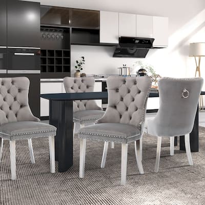 Contemporary Velvet Upholstered Dining Chair Set of 4