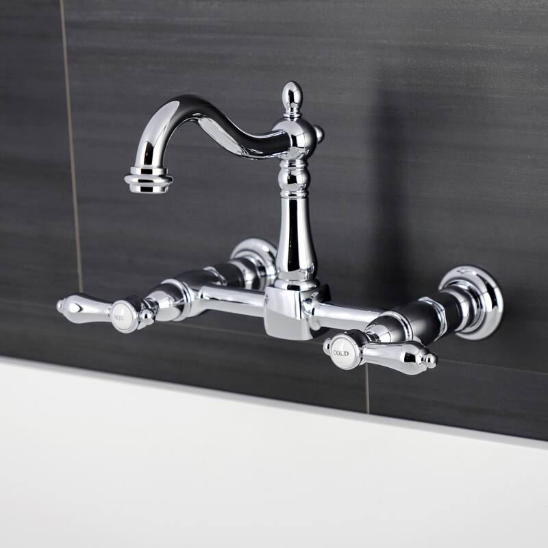 Heirloom Two-Handle 2-Hole Wall Mount Bridge Kitchen Faucet