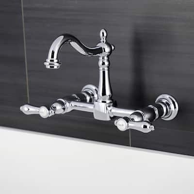 Heirloom Two-Handle 2-Hole Wall Mount Bridge Kitchen Faucet