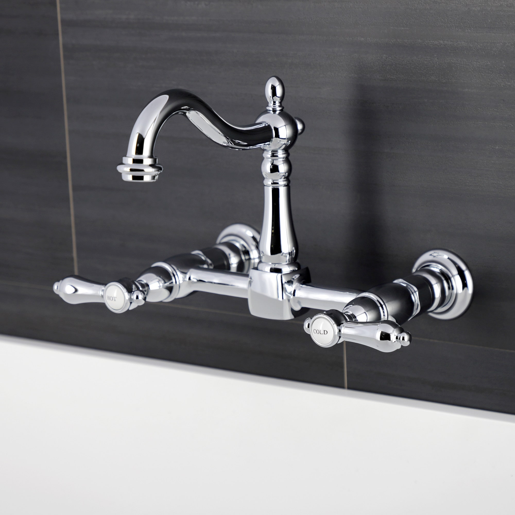 Heirloom Two-Handle 2-Hole Wall Mount Bridge Kitchen Faucet