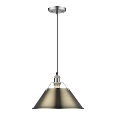 Orwell 14" Wide Large Pendant in Pewter with Aged Brass - Silver