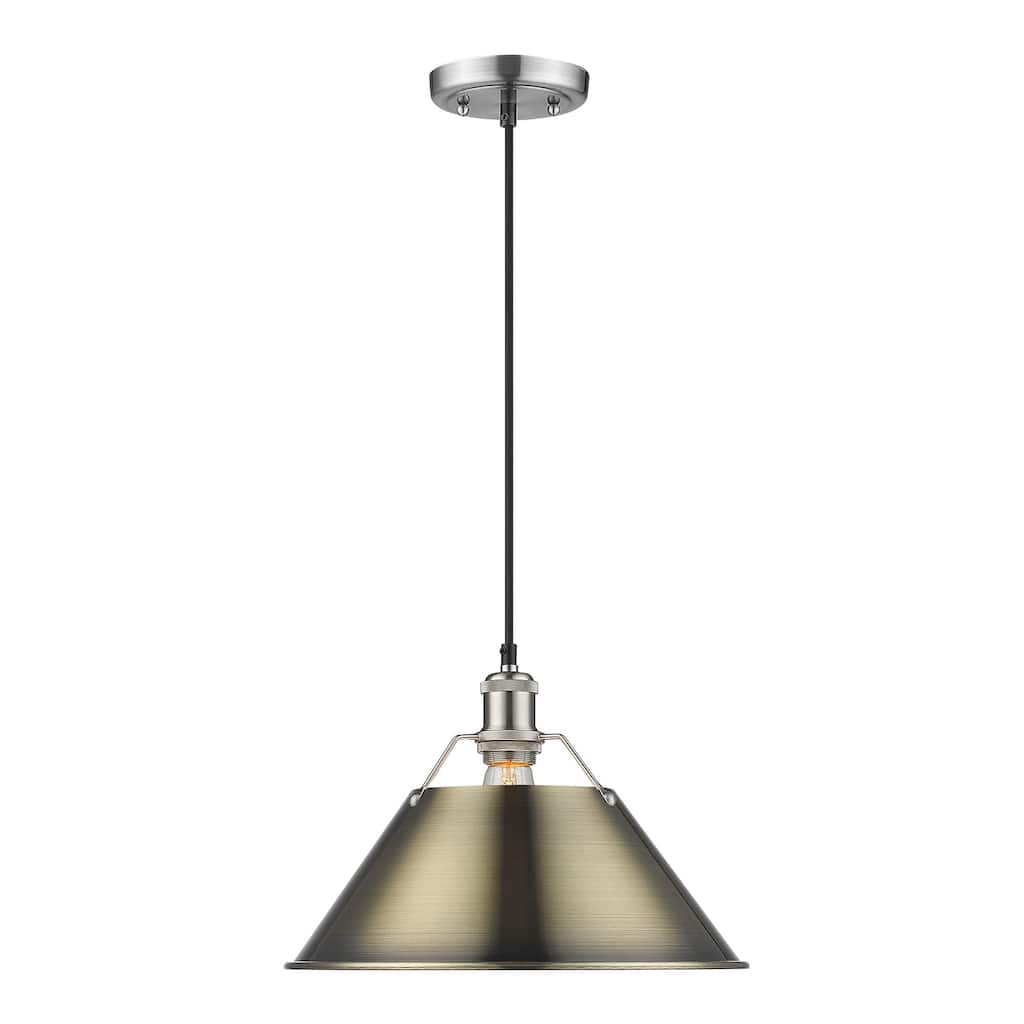 Orwell 14" Wide Large Pendant in Pewter with Aged Brass - Silver