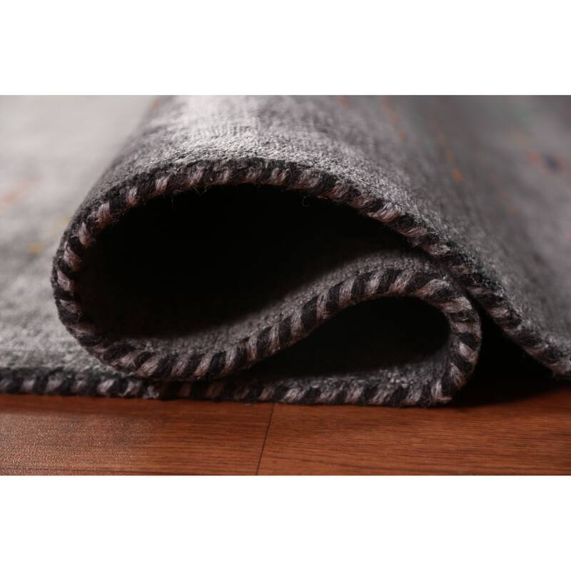 Gray Gabbeh Indian Area Rug Handmade Silk Carpet - 8'0" x 9'6"
