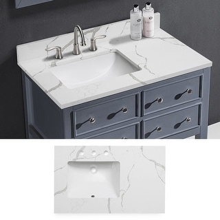 Bathlet Calacatta Quartz 36-in Single Sink Bathroom Vanity Top with ...