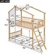 preview thumbnail 8 of 21, Twin over Twin Size Solid Wood Bunk Bed Wood Bed with Roof, Window, Ladder