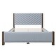 preview thumbnail 6 of 7, Queen Size Upholstered Platform Bed Frame with Solid Wood Legs,Blue
