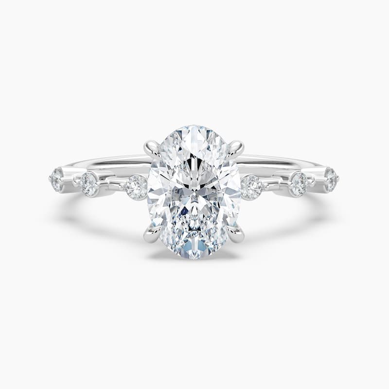 Auriya 14k Gold Oval Lab Grown Diamond Station Hidden Halo Engagement Ring 1.00 to 5.00 ct. tw. (F-G, VS) - 6.5 - 2.50 carats - White