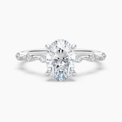 Auriya 14k Gold Oval Lab Grown Diamond Station Hidden Halo Engagement Ring 1.00 to 5.00 ct. tw. (F-G, VS)