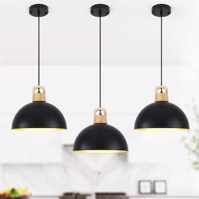 (Set of 3) Modern Semi Flush Mount Chandelier, Industrial 1-Light Pendant Lights with Dome Shape for Dining Room Kitchen Island