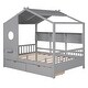 preview thumbnail 5 of 7, Full Wooden House Bed with Two Drawers and Storage Shelf