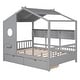 preview thumbnail 23 of 34, Wooden House Bed with Roof, 2 Drawers, and Storage Shelf