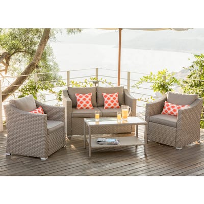 Cosiest 4-piece Cushioned Sectional Sofa Patio Set
