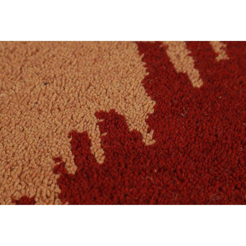 Hand Knotted Oriental 100% Wool Carpet Modern Geometric Oranges & Rust Moroccan Area Rug - 11' 7'' X 9' 5''