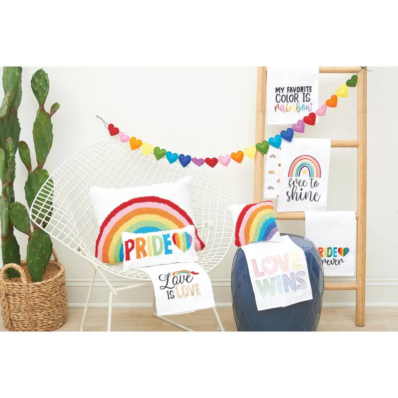 8" x 8" Rainbow Arch Love Hooked Accent Pillow All Seasons