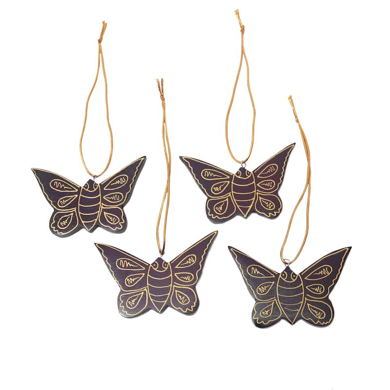 Novica Handmade Charmed Butterflies Wood Ornaments (Set Of 4)