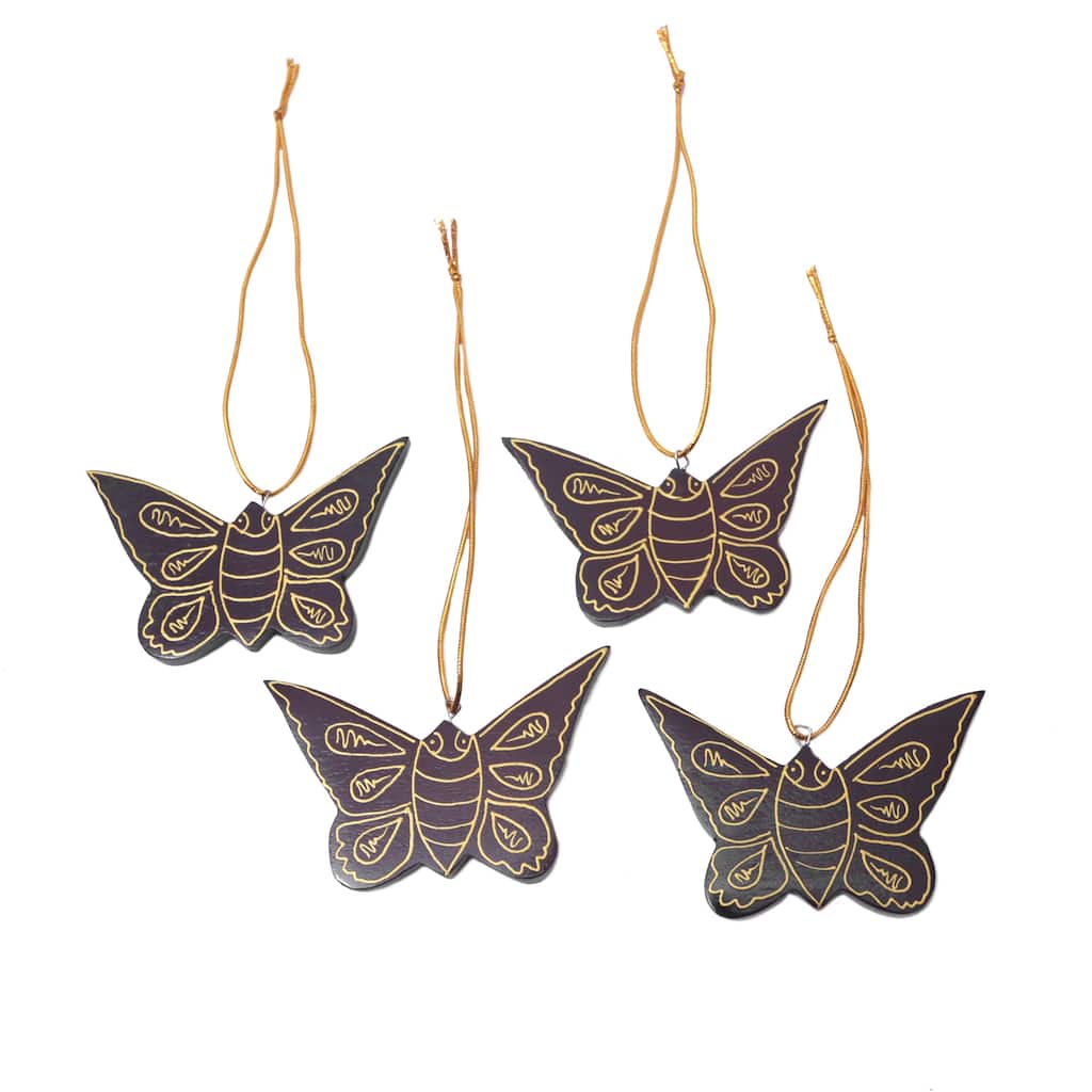 Novica Handmade Charmed Butterflies Wood Ornaments (Set Of 4)