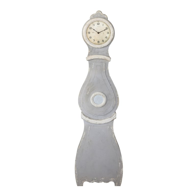 Distressed Wood Grandfather Style Wall Clock, Grey - Grey