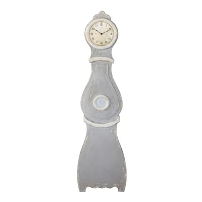 Distressed Wood Grandfather Style Wall Clock, Grey