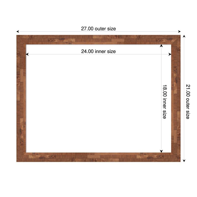 Amanti Art Fresco Dark Walnut Framed Dry Erase Magnetic Board - 27 x 21 in - Fresco Light Pecan