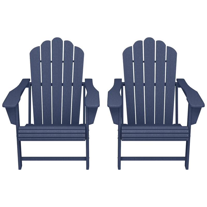 Aderson Outdoor Poly Adirondack Chair with Cupholders (Set of 2) - Navy Blue