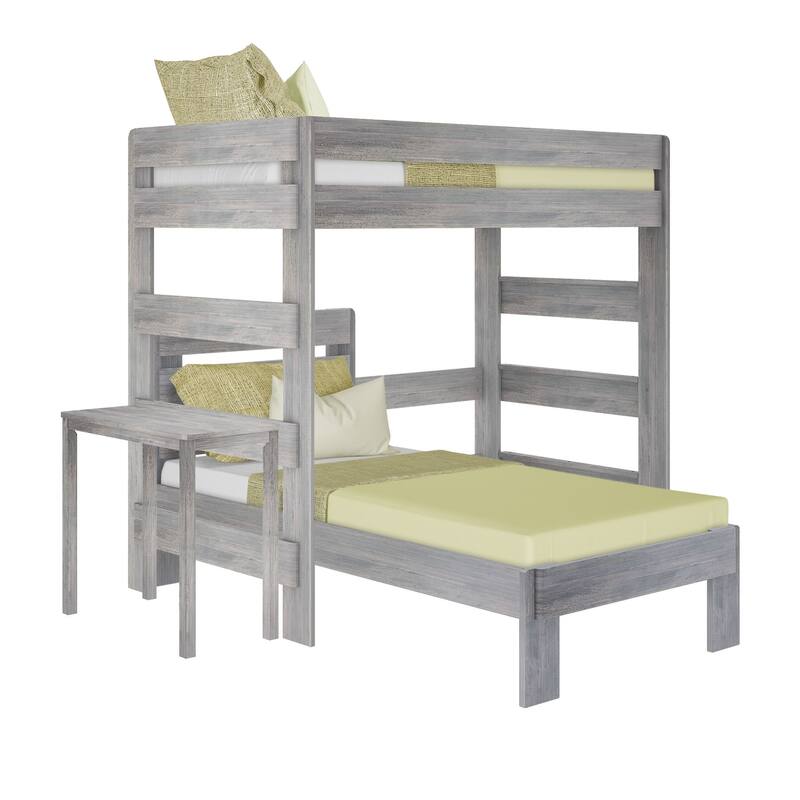 Max and Lily Farmhouse Twin over Twin L-Shaped Bunk Bed with Desk
