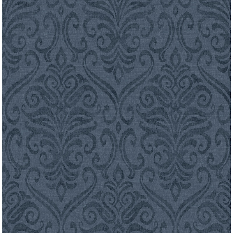 Chesapeake Adavu Blue Damask Wallpaper