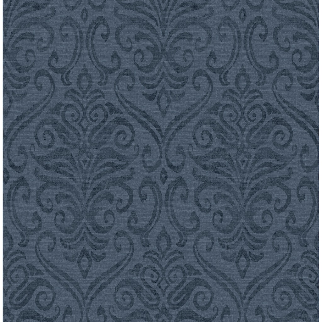 Chesapeake Adavu Blue Damask Wallpaper