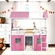 preview thumbnail 1 of 11, Twin Size House Shaped Bunk Beds With Bed Curtains Pink