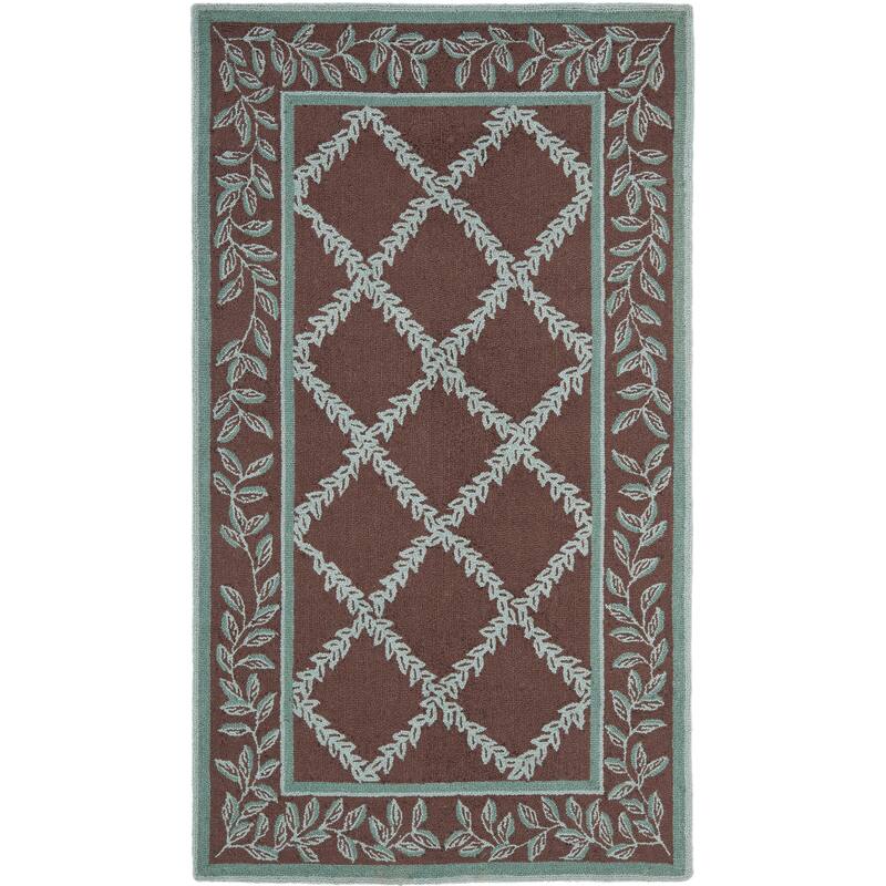 SAFAVIEH Handmade Chelsea Kimber Trellis French Country Wool Rug - 2'6" x 4' - Brown/Blue - Rectangle
