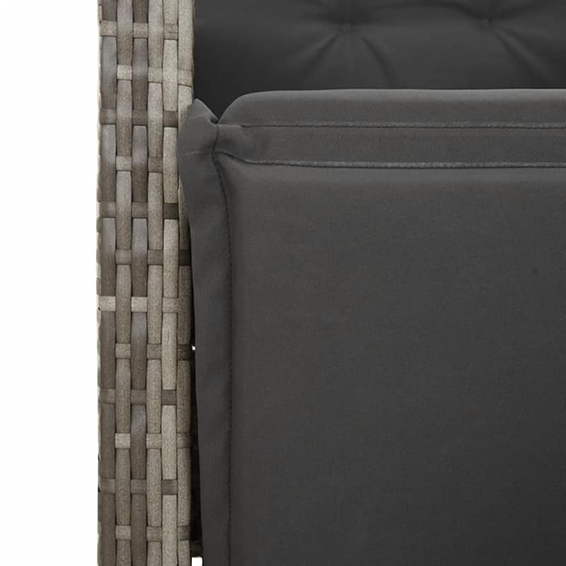vidaXL Patio Bistro Set with Cushions Outdoor Garden Furniture Grey Poly Rattan