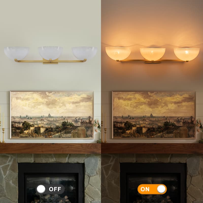 Modern Bowl-Shape Vanity Lights with Gradient White Glass Shades