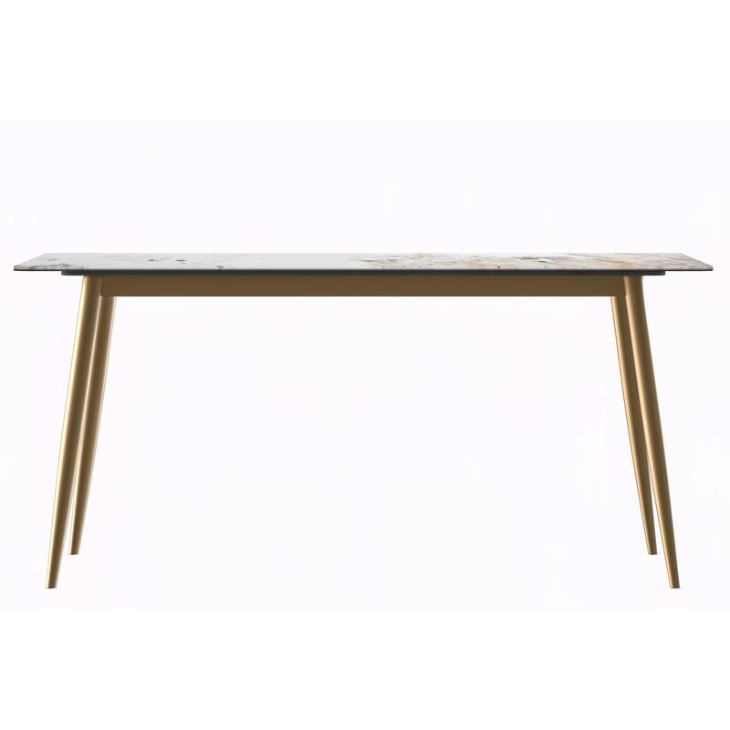 Zayle Dining Table with a 71" Rectangular Top and Gold Steel Base