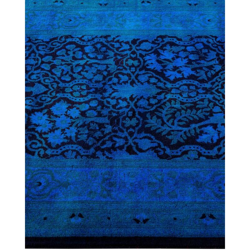 Fine Vibrance One-of-a-Kind Hand-Knotted Runner Rug - Blue, 2' 7" x 12' 3" - 2' 7" x 12' 3"