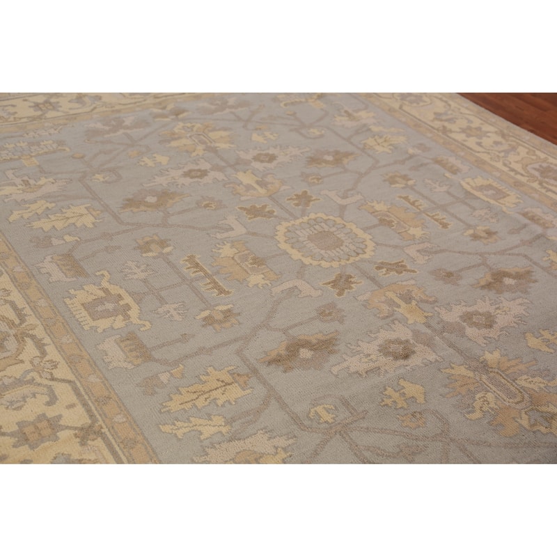 Gray Oushak Indian Area Rug Handmade Wool Carpet - 8'0"x 9'11"