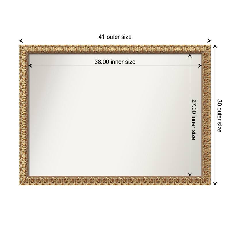 Non-Beveled Wood Bathroom Wall Mirror - Florentine Gold Frame - 41 x 30 in - Florentine Gold