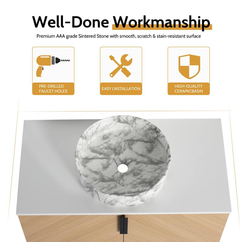 Bathroom Vanity With Sink In 30/36 Inch, Floating Bathroom Vanity With 2 Soft Close Doors