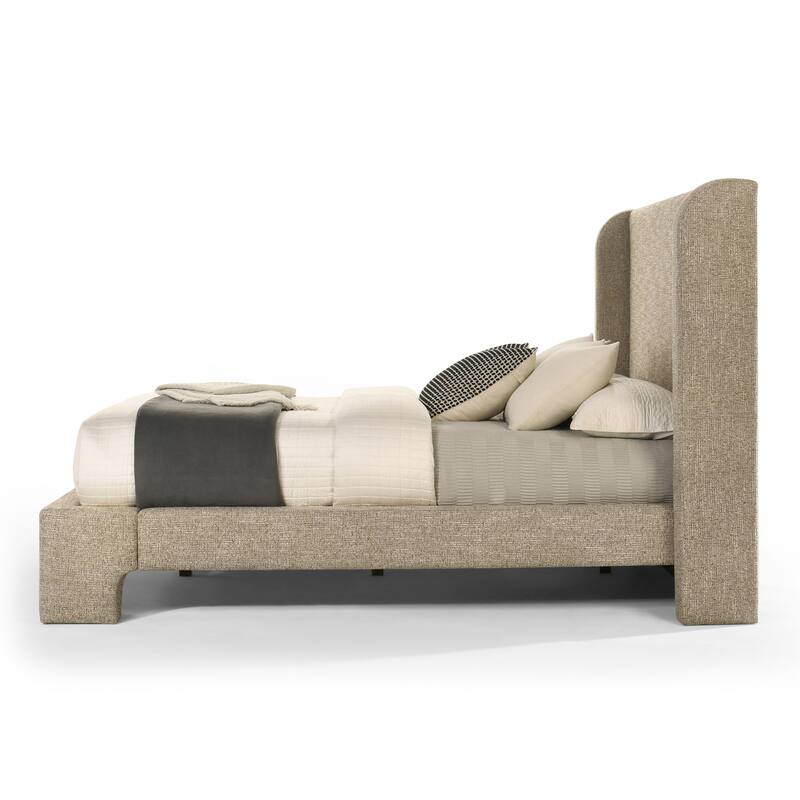 Modrest Emilio Modern Beige Fabric Bed