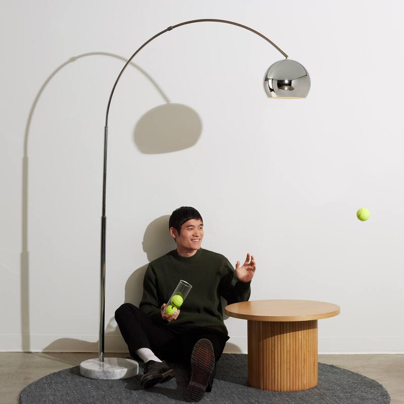 Brightech Olivia 75 in. Industrial Adjustable LED Arc Floor Lamp with Brass Metal Bowl Shade