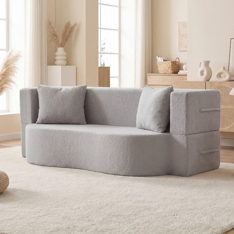 Gymax 75.5'' Folding Sofa Bed w/2 Comfortable Pillows No Assembly