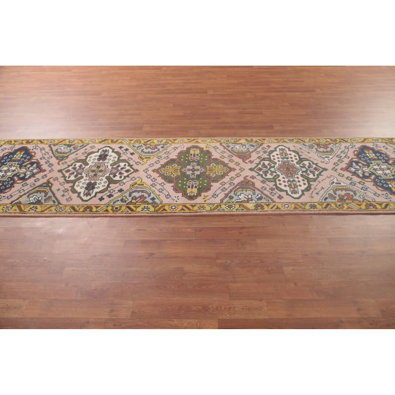 Light Pink Kazak Oriental Runner Rug Wool Carpet - 2'7"x 9'10"
