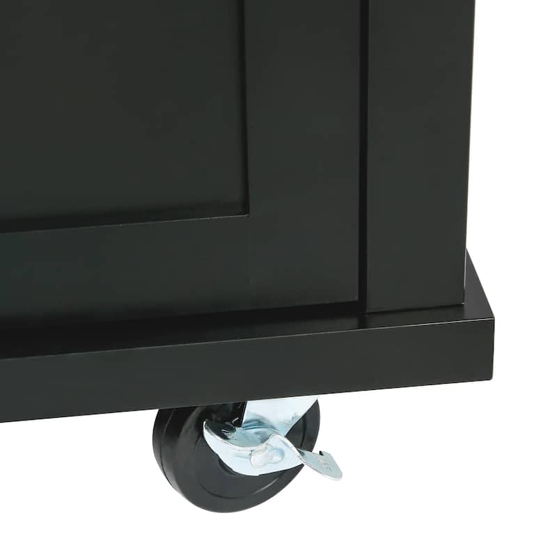 Kitchen Cart with Rubber wood Drop-Leaf Countertop