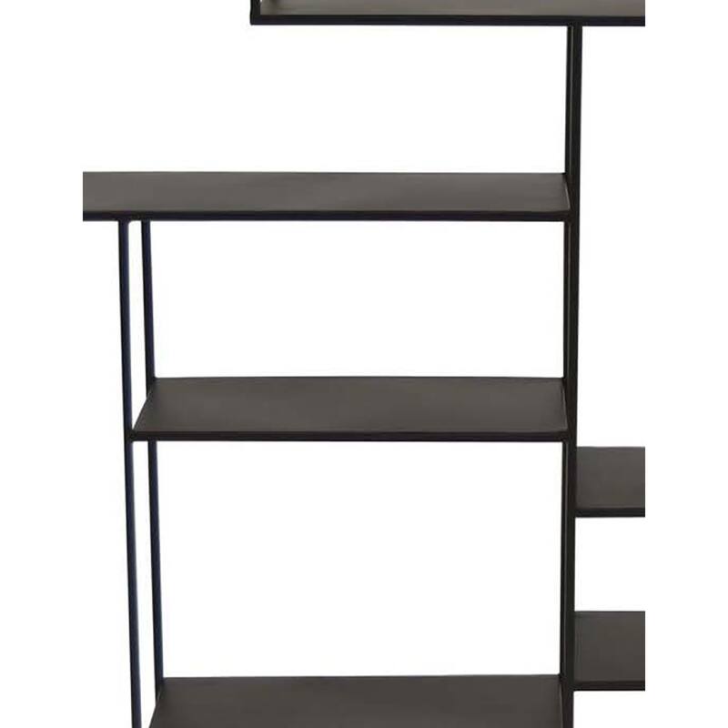 Ryl Storage Wall Rack, 30 Inch Asymmetry Open Shelves, Black Metal
