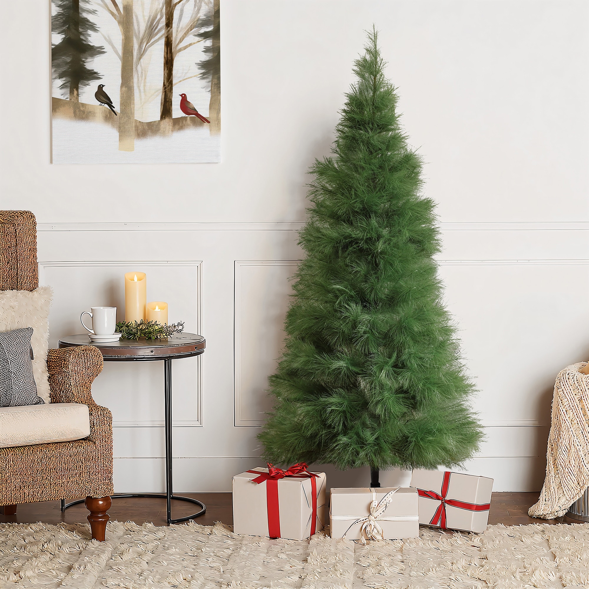 Holiday Slim Artificial Pampas Grass Tree in Green