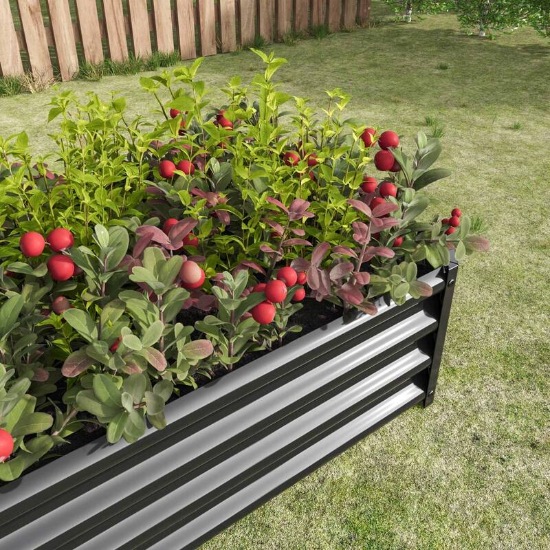 Large Galvanized Metal Raised Garden Bed Open Bottom Rust-Resistant