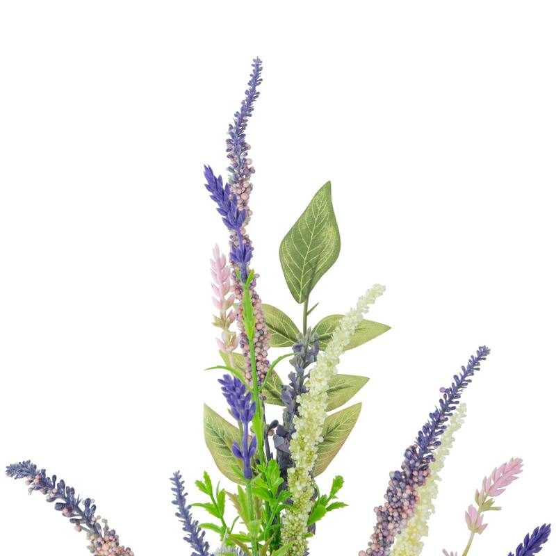 Lavender with Mixed Foliage Artificial Floral Spray - 21" - Purple