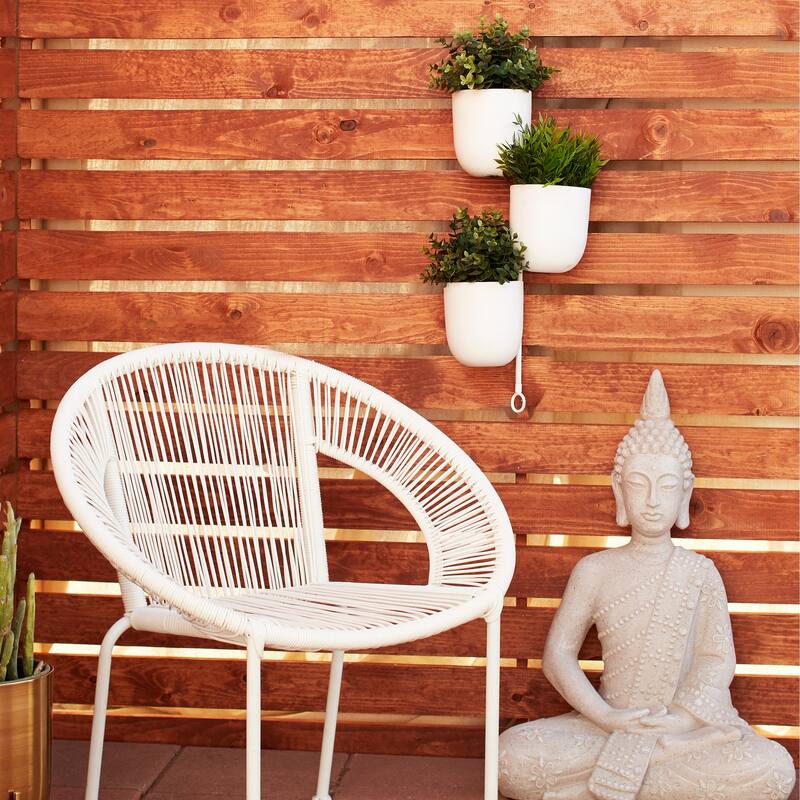 Metal Layered Wall Planter - 12 x 12 x 25 - White